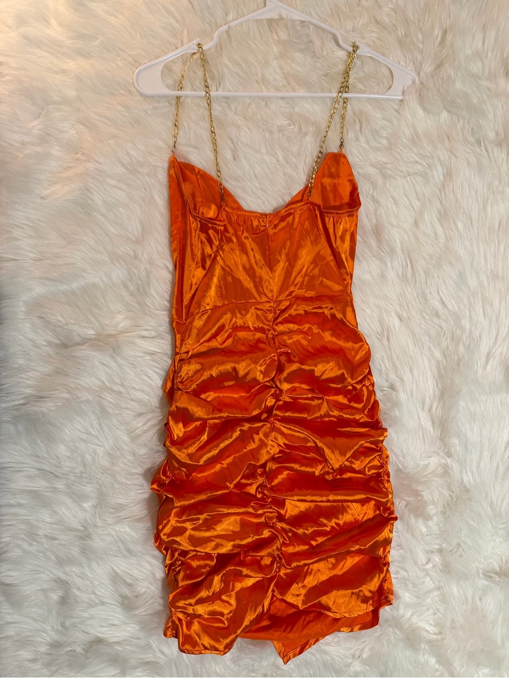 SHEIN BAE Tangerine Orange Satin Ruched Corset Mini Dress Size S NWT - Picture 8 of 12
